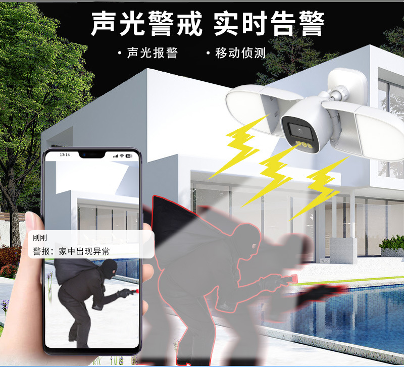 Home Security Flood Lights - กล้องวงจรปิด IP ความละเอียด 4MP สีเต็มรูปแบบ พร้อมไฟส่องสว่าง