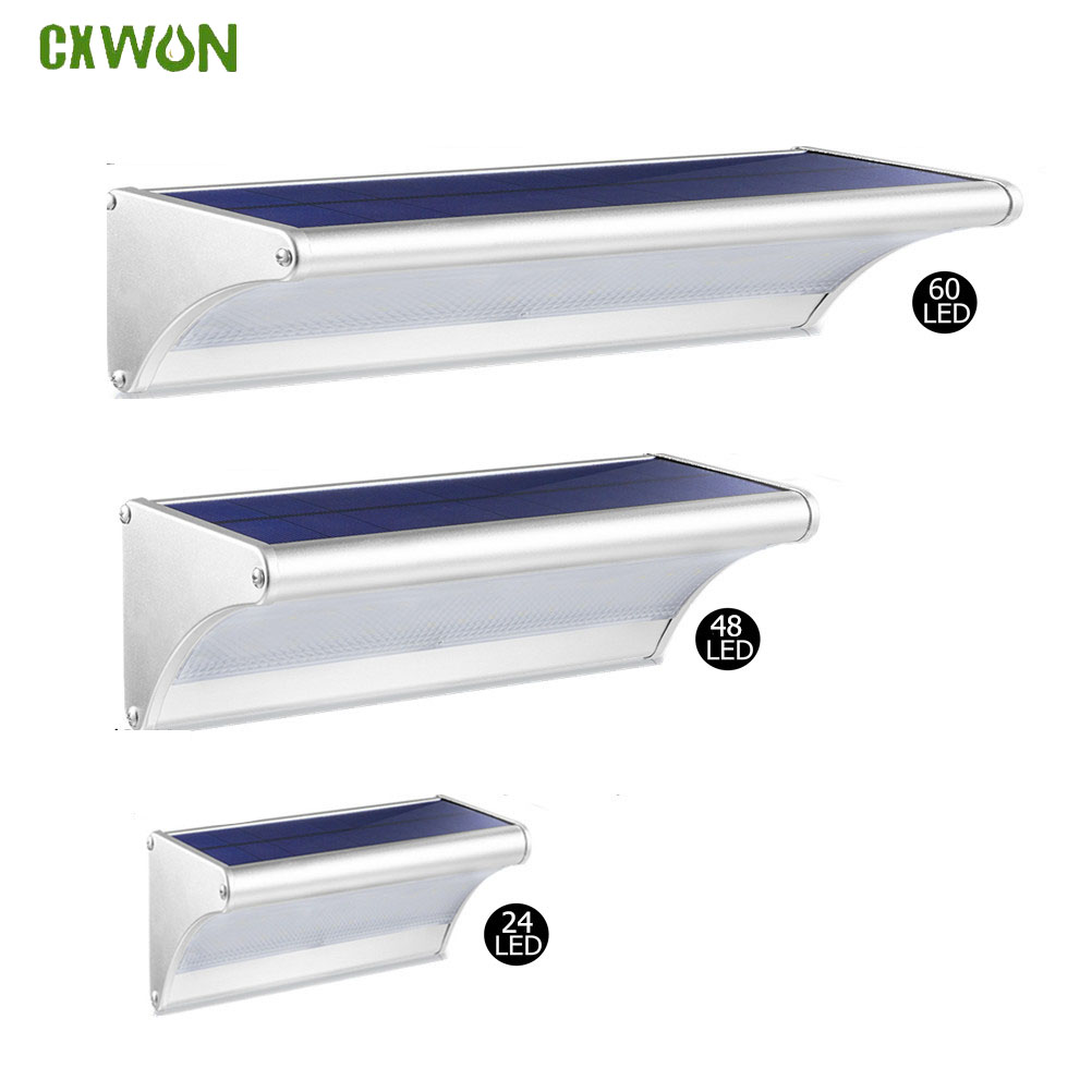 Home Security Flood Lights - กลางแจ้งพลังงานแสงอาทิตย์ 60/48/24Led โคมไฟกันน้ํา Motion Sensor ไฟผนังพลังงานแสงอาทิตย์อลูมิเนียม