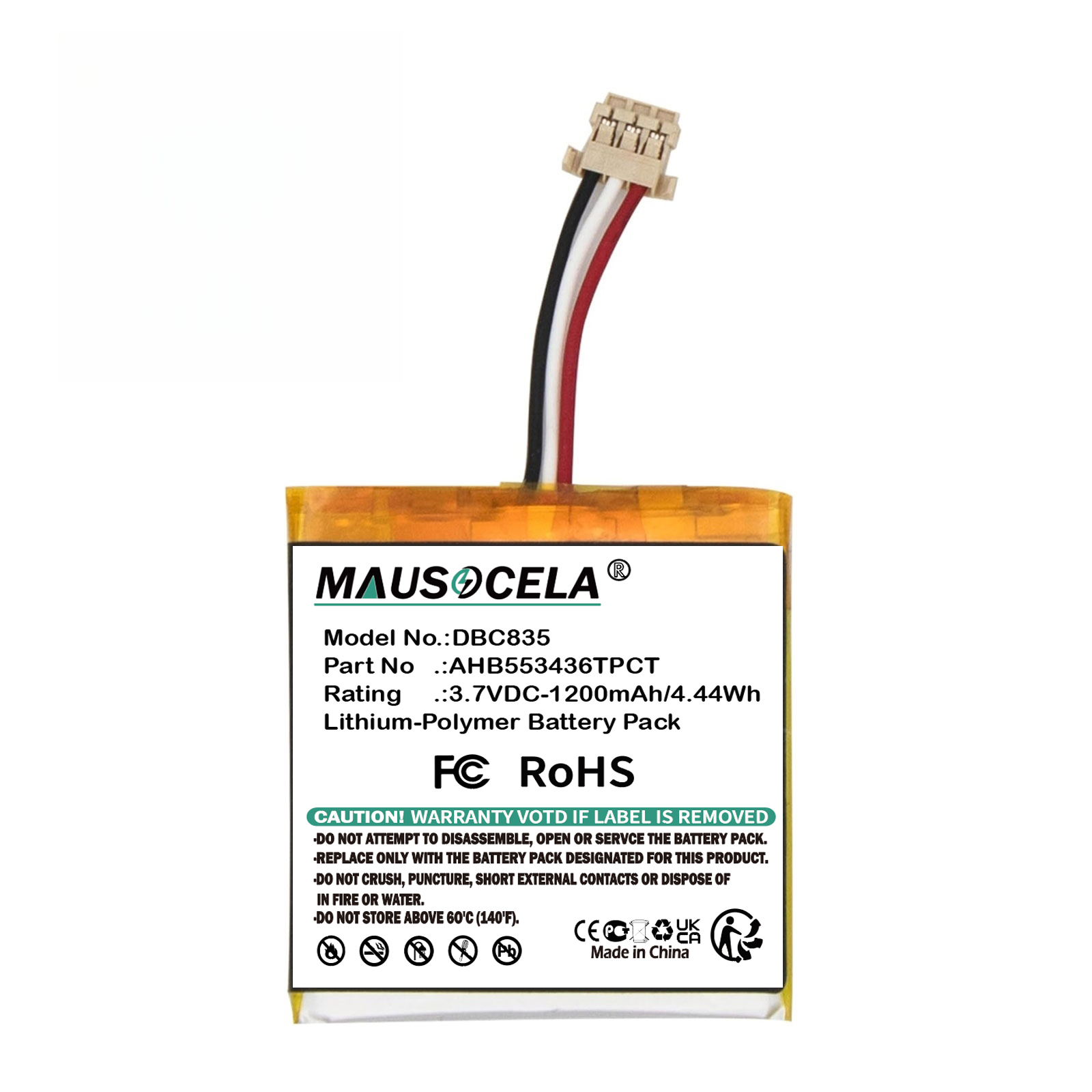 Home Security Battery Replacement - กล้องรักษาความปลอดภัยภายในบ้านเปลี่ยนแบตเตอรี่สำหรับ ADT: AHB553436TPCT,กล้องออดไร้สาย HD, DBC835, DBC835-V2,--1200mAh/4.44Wh