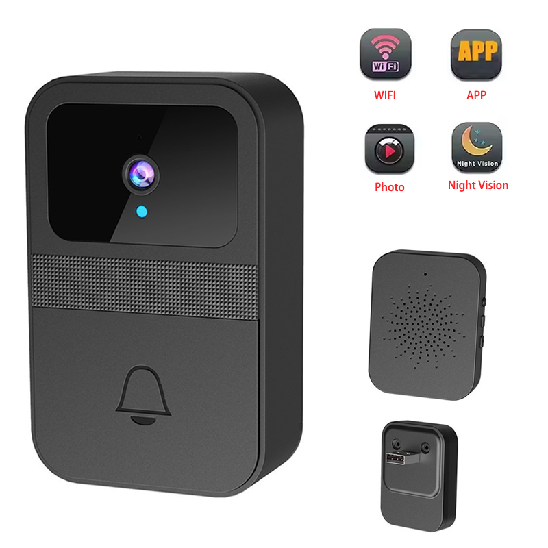 Home Security Front Door Camera - กล้องวิดีโอออดประตูแบบ Wifi บันทึกภาพได้ กล้องดิจิตอลมองช่องตาแมวอัจฉริยะ กระดิ่งประตูหน้าบ้าน ระบบตรวจสอบความปลอดภัยสำหรับครอบครัว