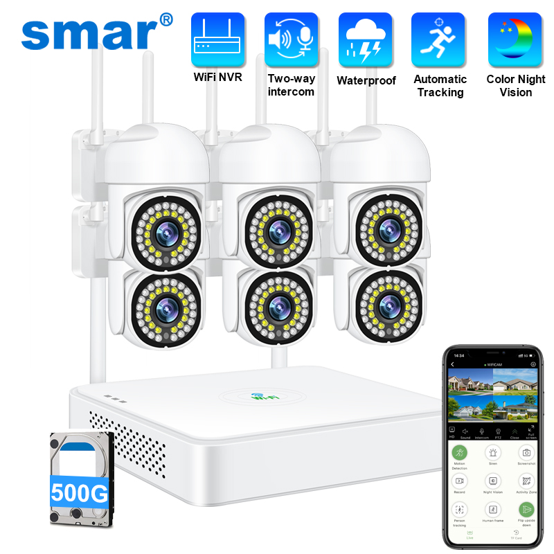 Sim Gsm Alarm - สมาร์ 3MP กล้องวงจรปิดไร้สายระบบกล้องรักษาความปลอดภัย PTZ Wifi ชุดกล้องวงจรปิดกลางแจ้ง
