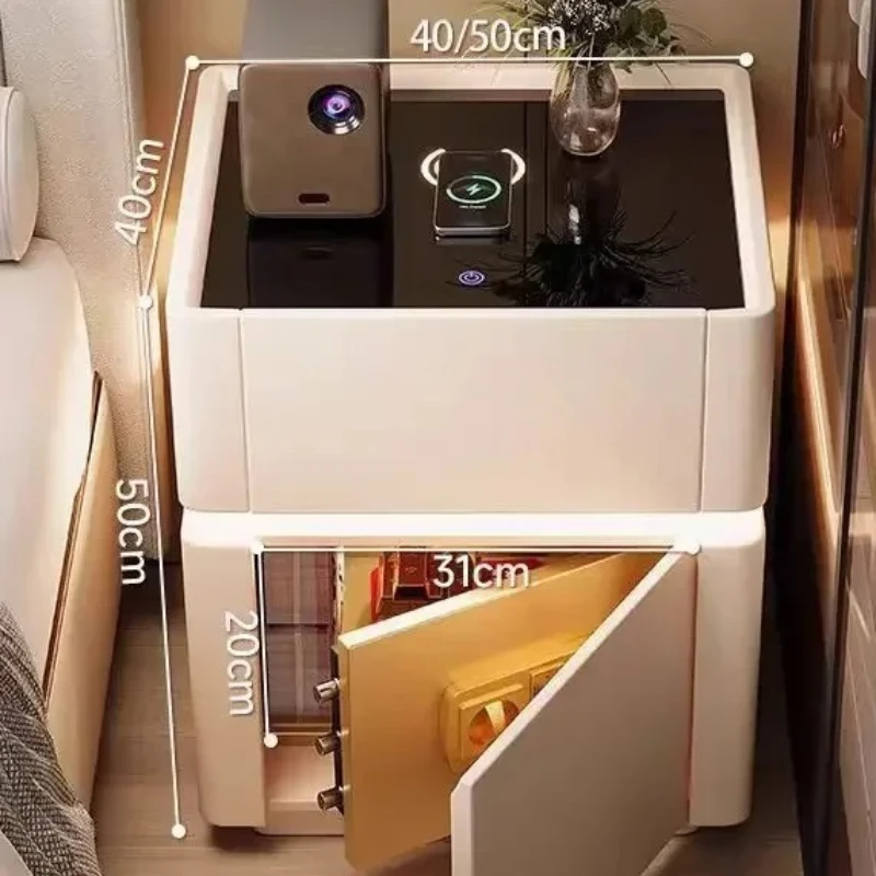 Home Security America - โต๊ะข้างเตียง ระบบความปลอดภัย ชาร์จไร้สายอเนกประสงค์ ล็อครหัสผ่าน โต๊ะข้างเตียง ตู้เซฟ