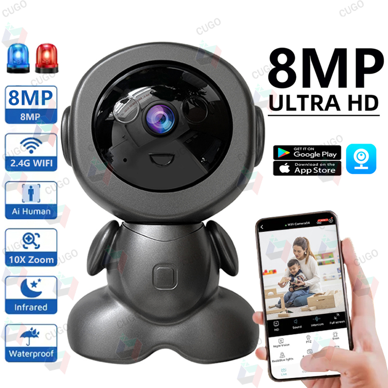 กล้องวงจรปิดไร้สาย 8MP แบบหมุน - Home Security Robots บทวิจารณ์และราคา