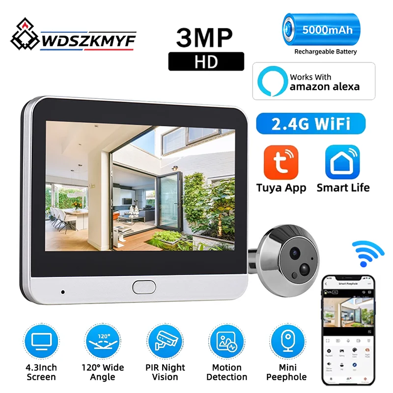กล้องตาแมวอัจฉริยะ Tuya 3MP พร - Home Security Front Door Camera บทวิจารณ์และราคา